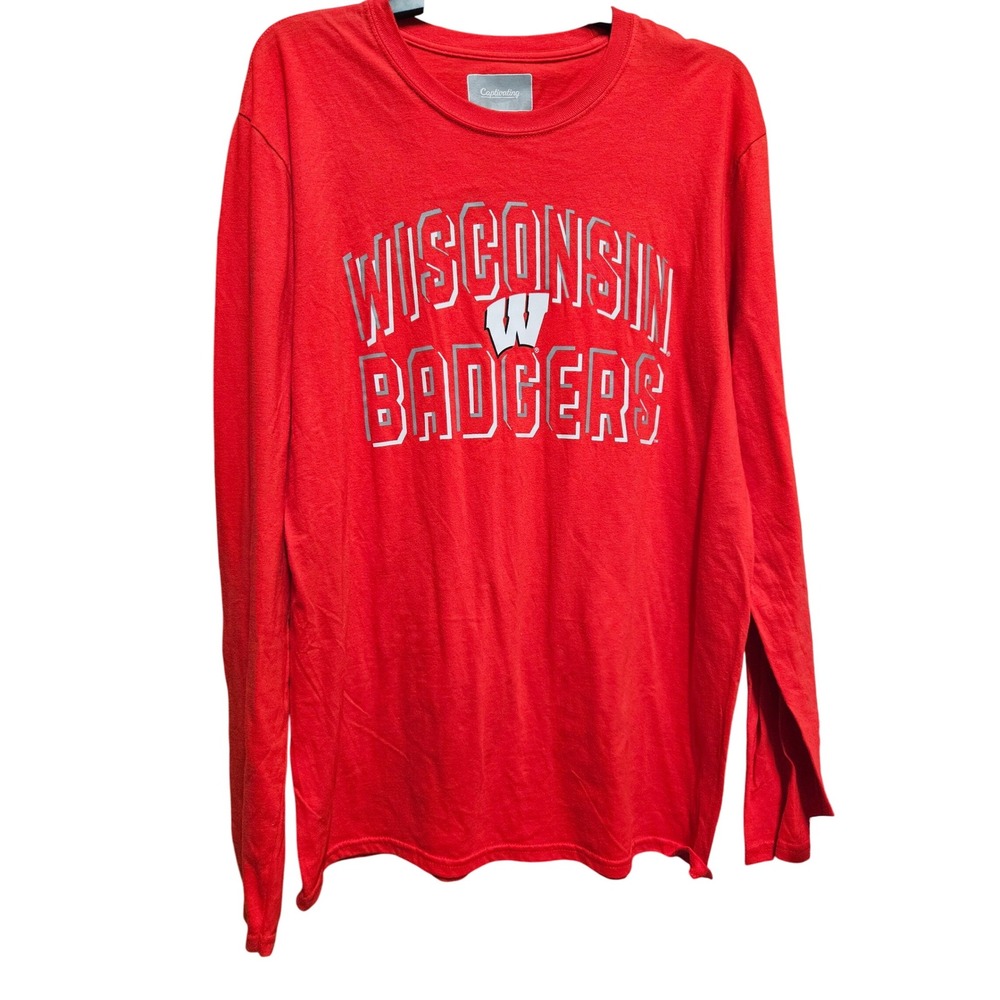 Wisconsin Badgers Long Sleeve‎ Red T-Shirt Size L